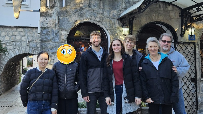 Enjoying ice cream with Micah, Victory, Miss Cheris and a student